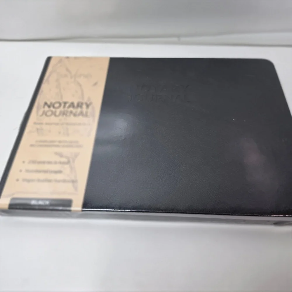 Skyline Notary Journal Official Record Log Book 250 Entries Vegan Leather Black‎